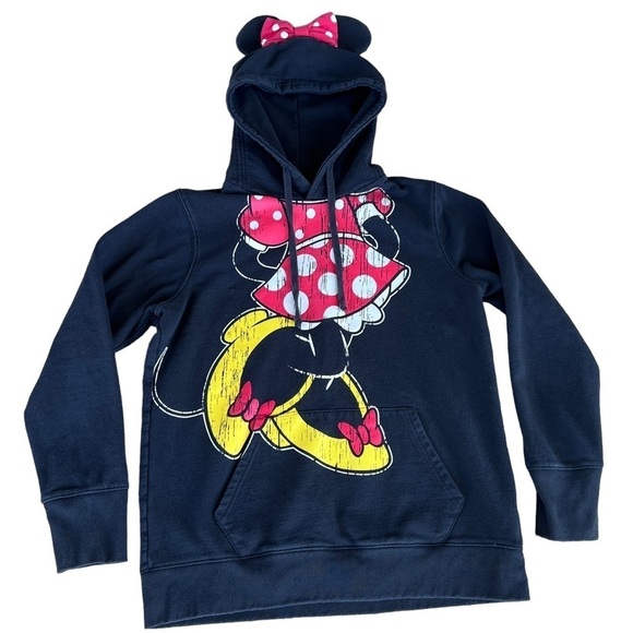 Disney Parks For The Love of Minnie Hooded Sweatshirt Women’s XL Mouse Ears Bow - Picture 3 of 13